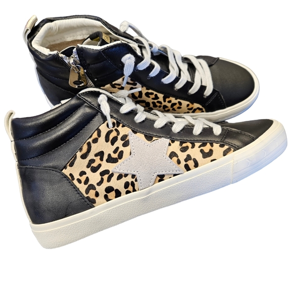 Vintage Havana Lester Black Leopard Mid Sneaker Leather NEW - Picture 9 of 9